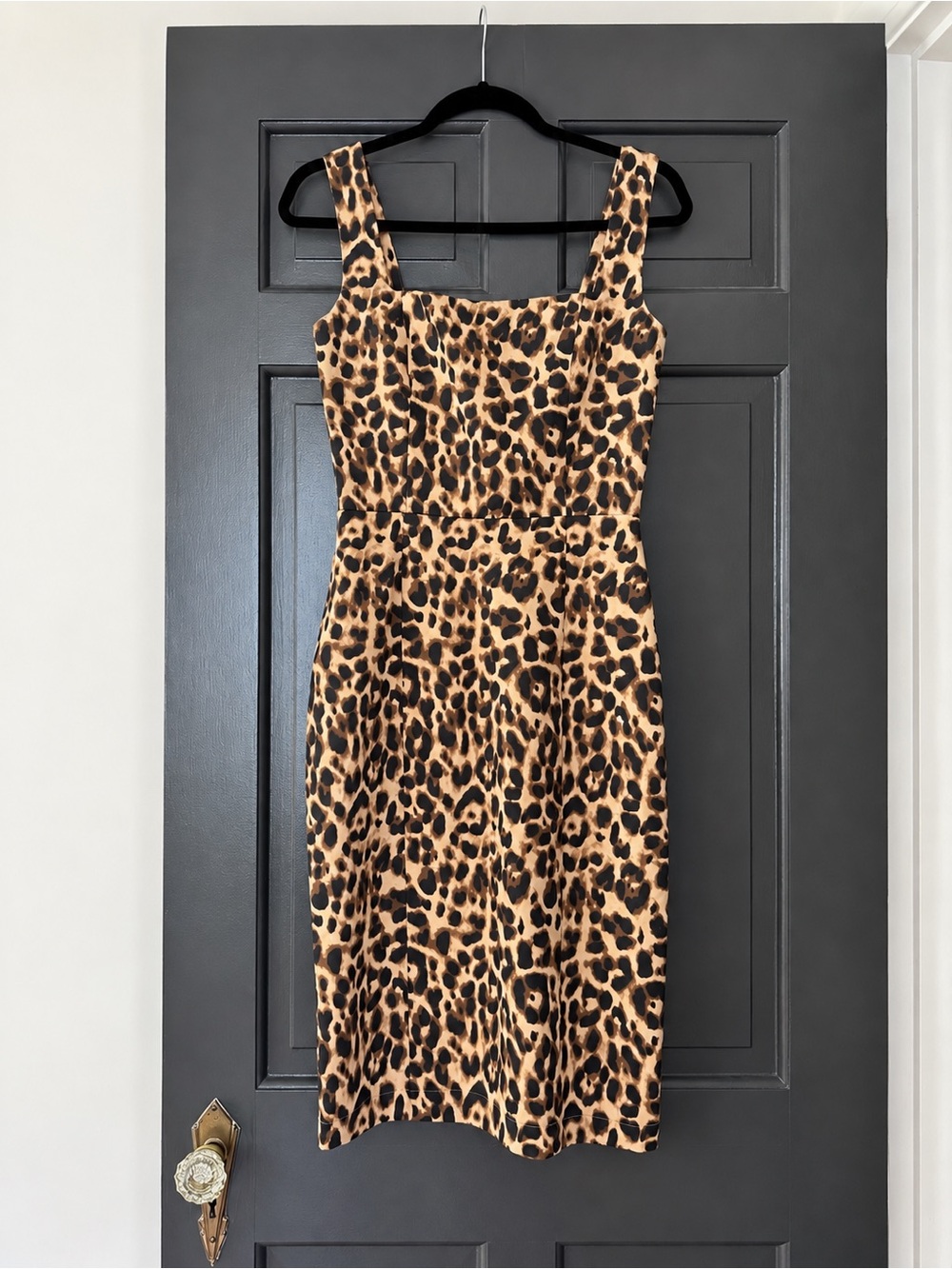 Reformation Leopard Print Square Neck Midi Dress Size 6 Made in USA